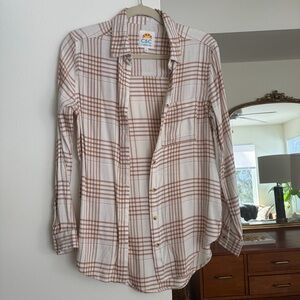 C&C California Cream and Brown Plaid Shirt